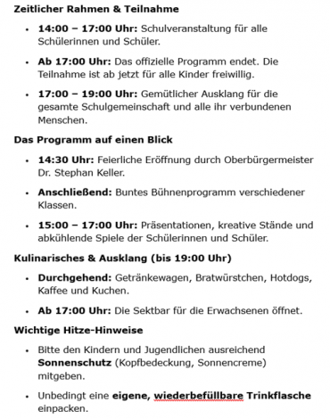 Infos Schulfest kompakt